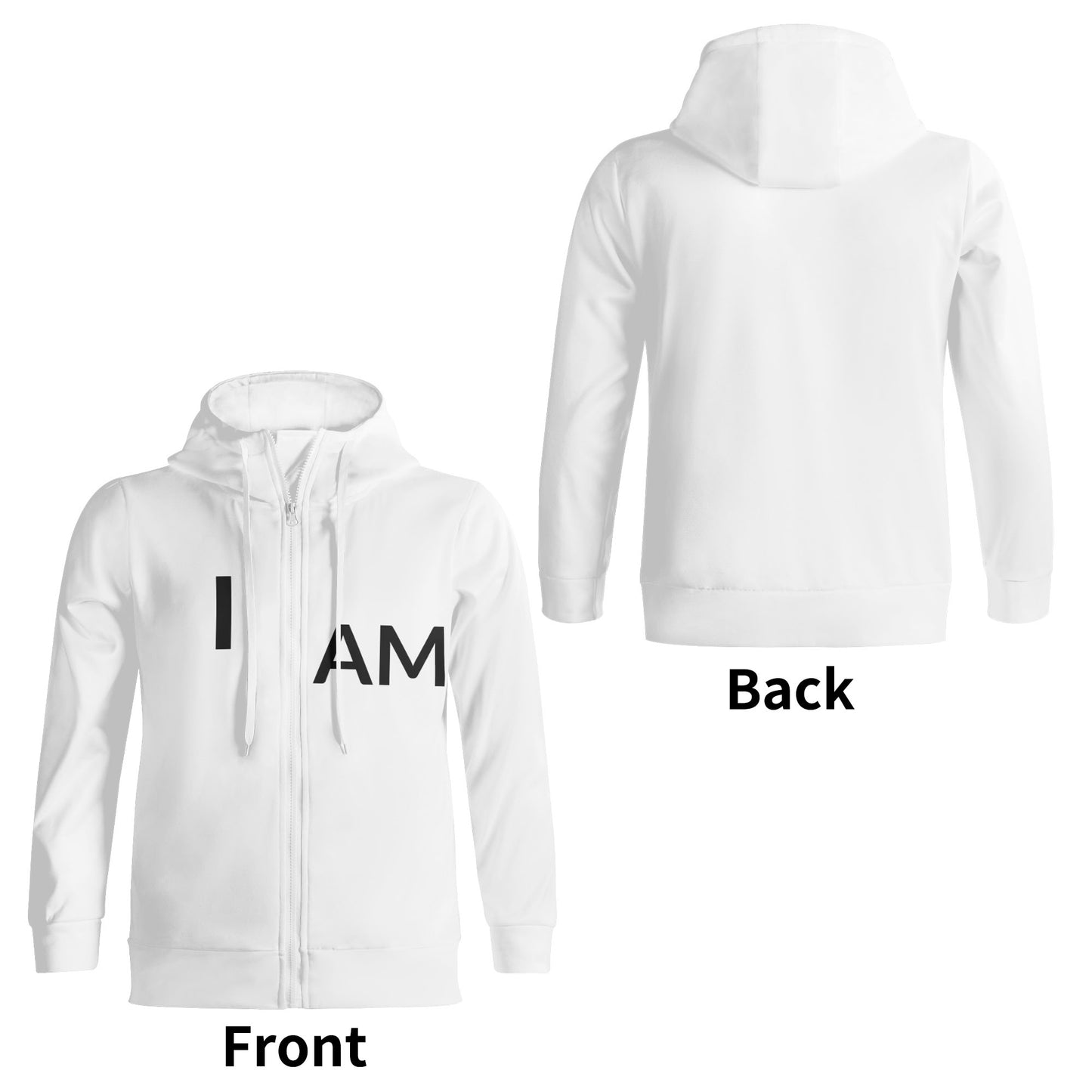 Warm Long Sleeve Drawstring Casual Hooded Sweatshirt with Full Zipper - High Collar Turtleneck Hoodie - Streetwear Style - Sizes S-5XL